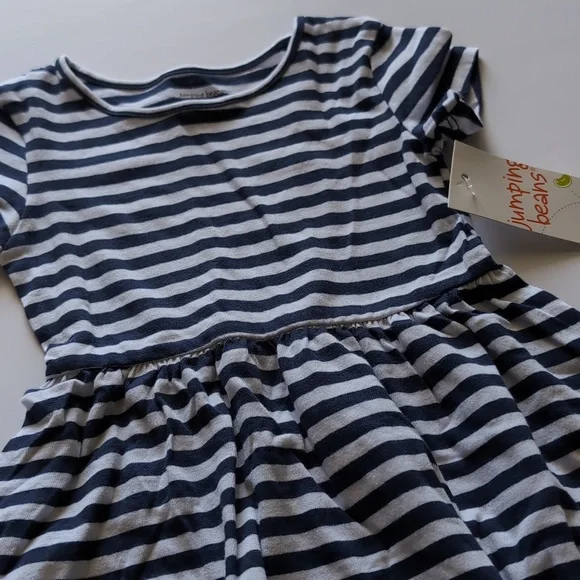 2T Toddler Girl Dress, Jumping Beans Navy & White Striped - Picture 2 of 5